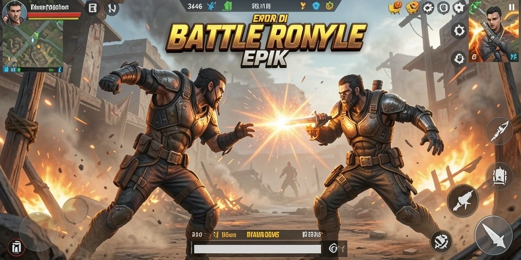 Tampilan gameplay seru dari pertempuran Battle Royale di 3446.