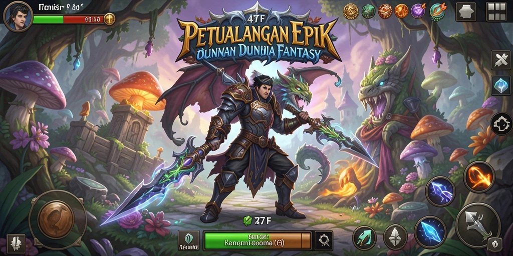 Tampilan gameplay <strong>47F</strong> yang memukau dalam dunia fantasi.