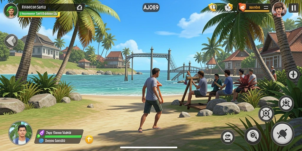 Tampilan gameplay AJO89 yang ceria dan penuh keseruan.