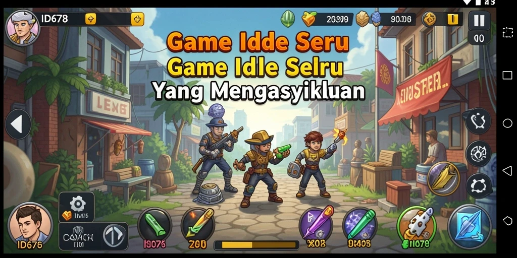 Tampilan gameplay ID678 yang menawan dengan elemen Idle yang menarik.