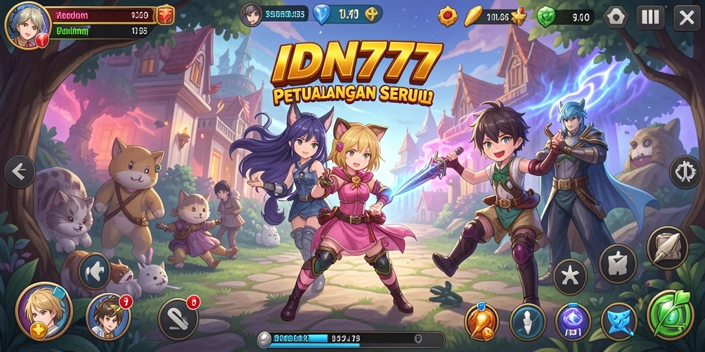 Tampilan gameplay seru dalam IDN777 dengan karakter anime ikonik.