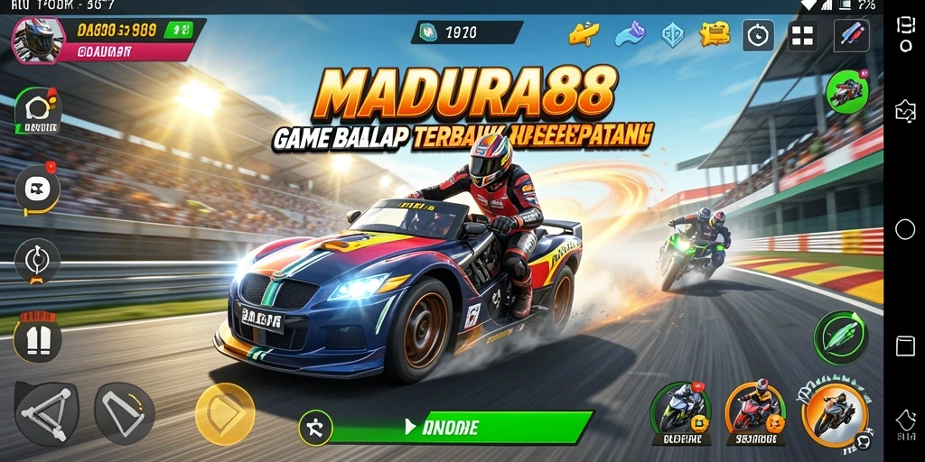 Tangkapan layar gameplay MADURA88 menampilkan aksi balap yang mendebarkan.