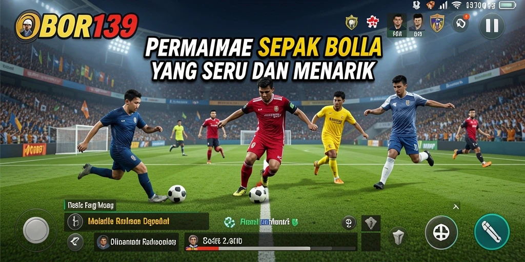 Tampilan gameplay OBOR138 yang mendebarkan dalam pertandingan sepak bola.