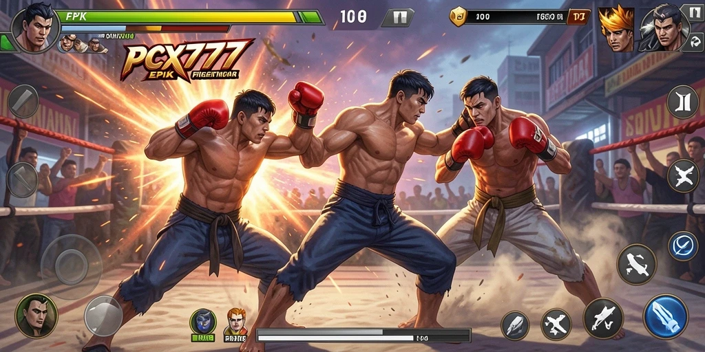 Gameplay seru di PCX777 dengan pertarungan yang intens dan karakter beragam.