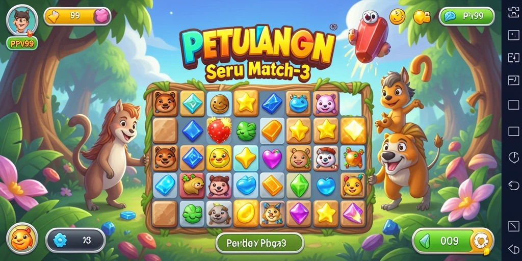 Screenshot gameplay PPV99 dengan kombinasi permata yang menarik.