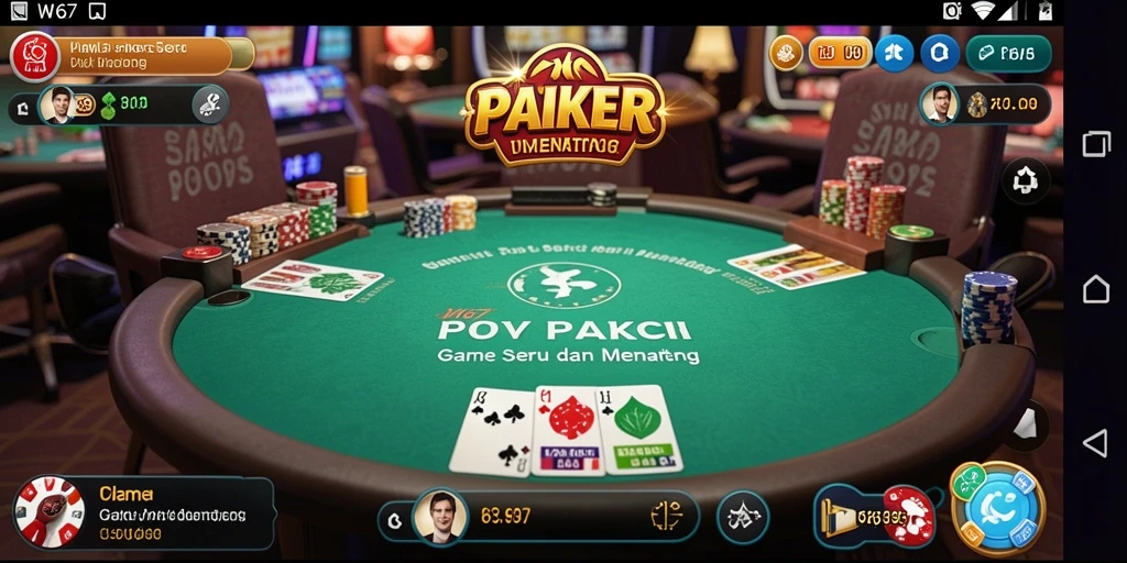 Tampilan menarik dari gameplay poker di W67.