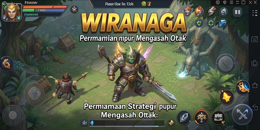 Screenshot gameplay WIRANAGA menampilkan pertarungan strategi yang intens.